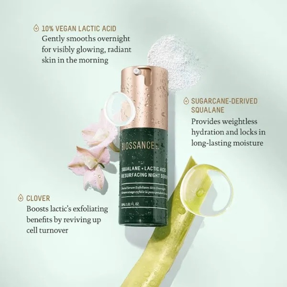 MSRP$68 | Biossance Squalane + 10% Lactic Acid Resurfacing Serum